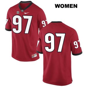 Women's Georgia Bulldogs NCAA #97 Chris Barnes Nike Stitched Red Authentic No Name College Football Jersey AGW2654TT